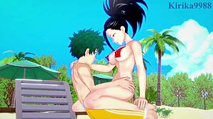 Momo Yaoyorozu And Kyoka Jiro Fuck Izuku Midoriya In Creampie Sex