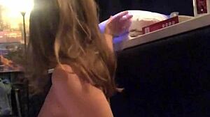 Hot passionate blowjob, hot wife masturbates cum on tits Anastasia Ocean.