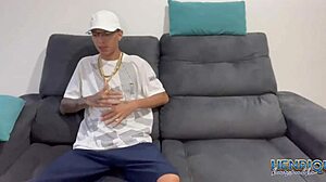 Partner and I Deepthroat Emo Gay Guy in Panties, Cum on Face.