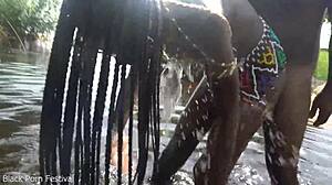 Skinny Zulu beauty bathes in river, gets passionately fucked