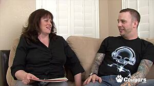 Chunky Cougar Ginger with Saggy Tits Drains a Dick Expertly in Blowjob