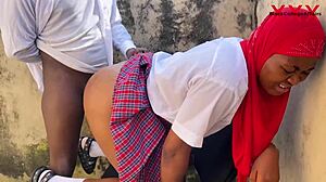 omg big cock senior prefect finally fucks petite 18+ classmate with long cock at principals window 😍