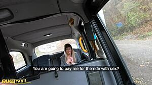 Spanish babe macarena lewis rides in fake taxi adventure