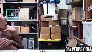 tattooed ebony thief gets barebacked by security guard 🍆