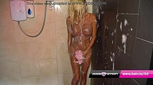 Kerrie Lee in SOAPY SHOWER naked and wet