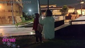 Tattooed Girl Deepthroats Big Cock Outdoors