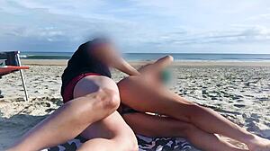 Milf shocked by unexpected anal on beach