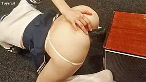 petite teen 18+ grips big black dildo with tight pussy in rough ride