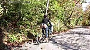 butt-less jeans exhibitionist on bike trail