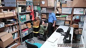 Asian cop gives blowjob during theft talk!