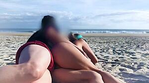 Milf shocked by unexpected anal on beach