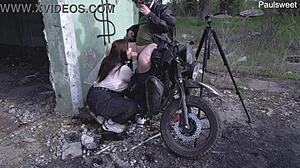 This hot milf can't resist motorcycles or handling big dicks outdoors