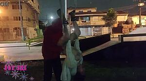 Tattooed Girl Deepthroats Big Cock Outdoors