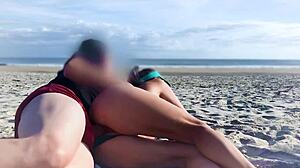 Milf shocked by unexpected anal on beach