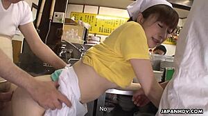 Cooking up some sex in the kitchen with an Oriental cutie