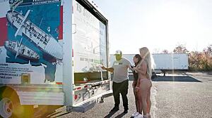 girls kissing in public parking lot at exxxotica