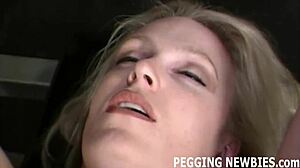 Girl dominates guy with hard pegging and humiliation