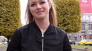 German scout picks up blonde Olivia Sparkle. Rough fuck at casting!