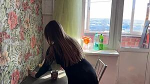 in this homemade video, a cute amateur gives a blowjob or has sex