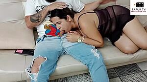 giving a massage to my stepmother that turns into fucking her mouth and leaving it full of cum