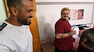 Blonde Fucks Two Guys At Once!