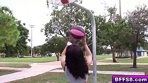 Athletic lesbians lick pussies hard