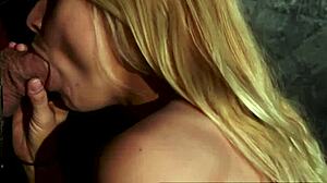 Bold Sexy Blonde Sarah Takes Big Cock Deep In Gloryhole, Swallowing Cumshot