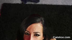 hot babe receives facial cumshot and swallows every drop