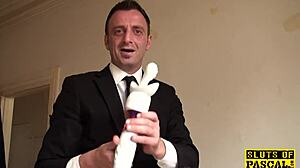 Solo British skank toys her pussy with vibrator