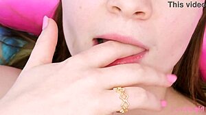 Petite Teen Brunette Naked in Close-Up View.