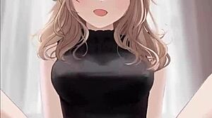 Anime Girl In Black Dress Rides And Gets Covered