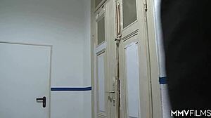 European blonde prepping for her big interview