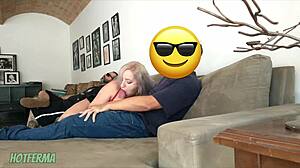 Cheating Wife Bangs Friend Right Next to Cuckold Husband.