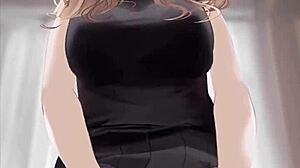 Anime Girl In Black Dress Rides And Gets Covered