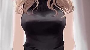 Anime Girl In Black Dress Rides And Gets Covered