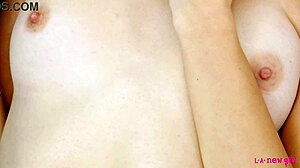 Glamorous brunette gets naked in close-up interview