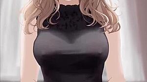 Anime Girl In Black Dress Rides And Gets Covered