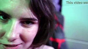 solo girl masturbates backstage with big natural tits in softcore