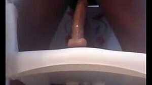 girl just riding a dildo on the chair alone