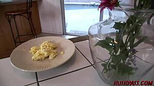 Maya Faces Morning Wood for Kitchen Cock Action