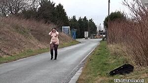 Fat amateur flasher emmas public exhibitionism and voyeur bbw babe outdoors nude