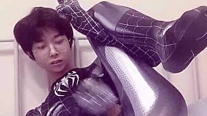 Sexy Gay Teen 18+ Masturbates Spider-Man Style!