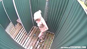 Blonde MILF Unaware of Hidden Spy Camera