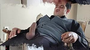 Yuri gaucho shows off his big gay dick in front of the mirror