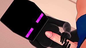 novia se viste por completo de enderman para jugar en su cama hentai 3d minecraft!