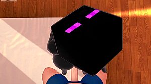 novia se viste por completo de enderman para jugar en su cama hentai 3d minecraft!