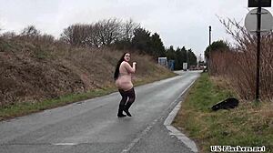 Fat amateur flasher emmas public exhibitionism and voyeur bbw babe outdoors nude