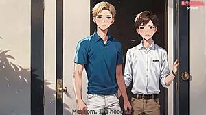 he brought a classmate home for some anime hentai fun with big tits and monster cock