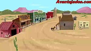 Drawing of gay cowboys in action