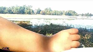 wife giving blowjob at public lake